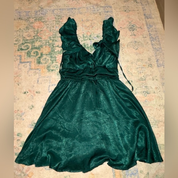 Altar'd State Dresses & Skirts - Altar'd State dark green Satin Dress